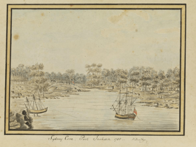 Sydney Cove, Port Jackson by William Bradleyl State Lib of New South Wales